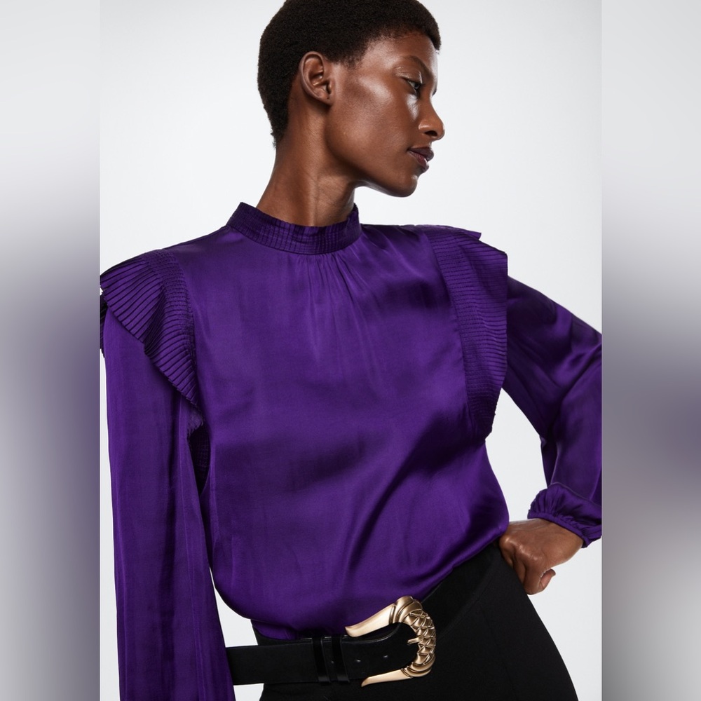 Mango Ruffled Satin Blouse